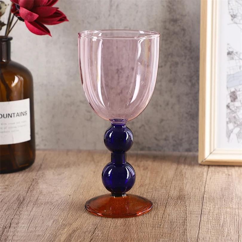 Скандинавский цветной стеклянный бокал для вина, бокал Бордо, домашний, легкая роскошь, ретро, овальный бокал для шампанского, конфетница