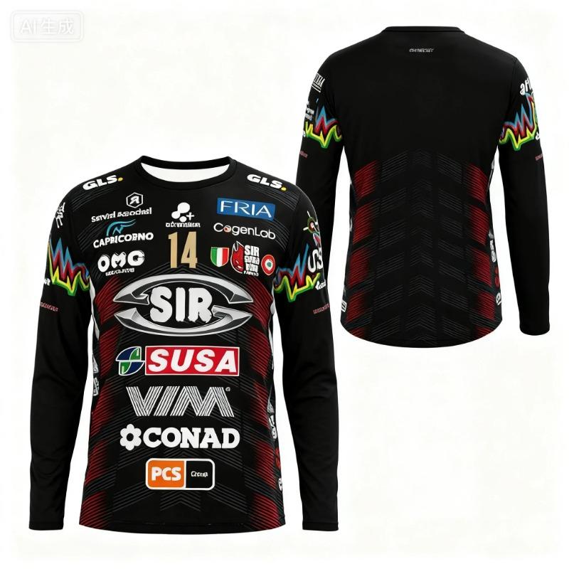 Syl Safety Perugia 2025 No.14 Volleyball Shirt - Essential Outdoor Breathable Large Long Sleeve T-shirt for Autumn Beach