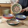 Böhmisches handbemaltes französisches Knochenporzellan Teller- und Suppenschüssel-Set