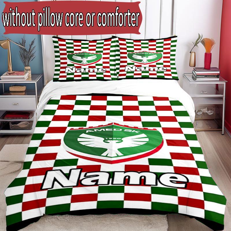 3pcs Duvet Cover Set (1*Duvet Cover + 2*Pillowcase, Without Core), Custom Name Amed SK Pattern Bedding Set, Home Bedroom Decor Gift