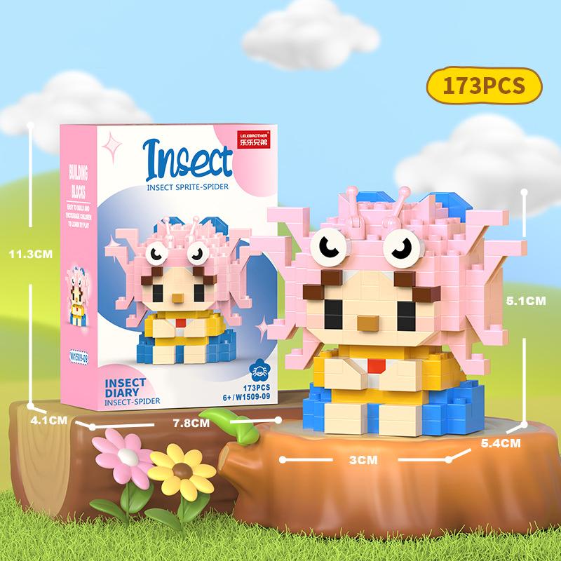 Kreative Insekten-Bausteine Kinderpuzzle Zusammengebautes Mikropartikel Kleintier-Modell Puzzle Biene Schmetterling Geschenk