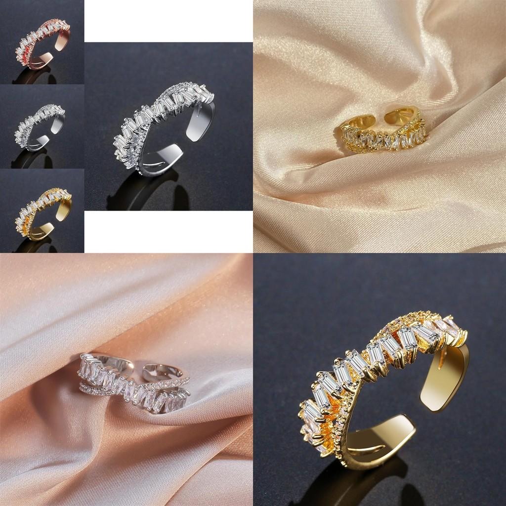 Contemporary Copper Ring With Dazzling Rectangular Zircon And Open Adjustable Design