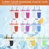 10Pcs Color Changing Cups with Lid 710ml Plastic Straw Tumbler Large Capacity Cold Drinking Cup Travel Beverage Cup for Party
