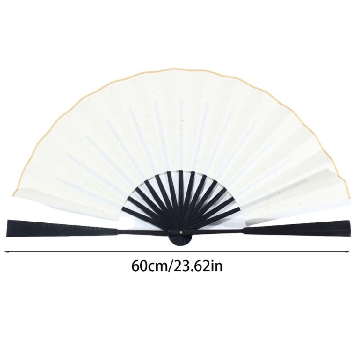 Blank Rice Paper Sprinkle Wood Handle Elegant Hand Folding Stage Fan