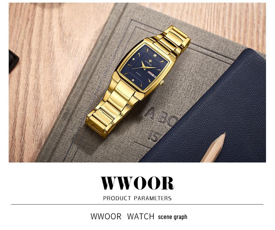 WWOOR 8837 Men's Quartz Square Waterproof Business Watch