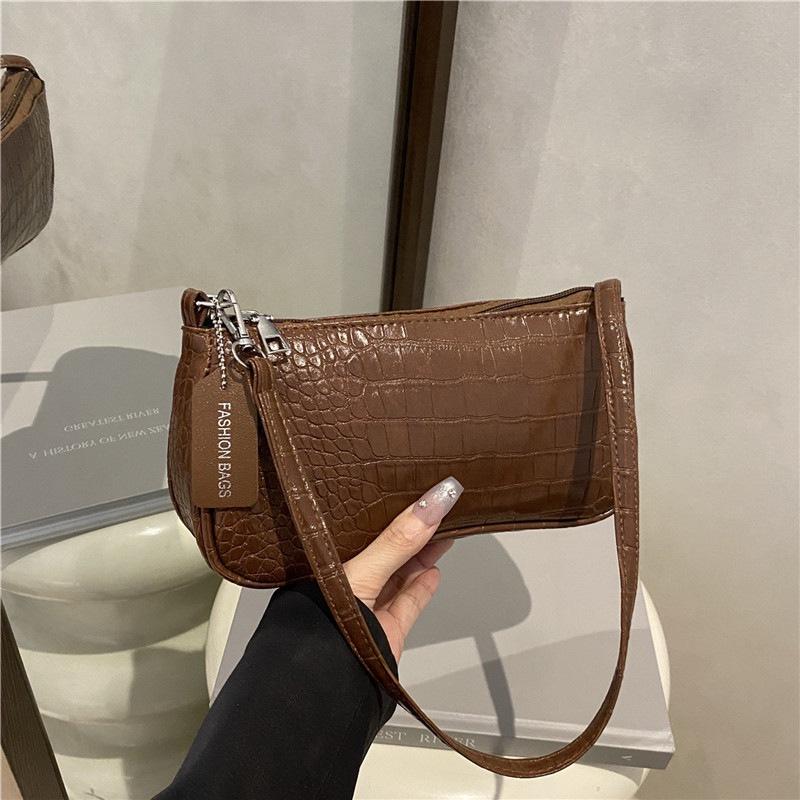 

Нишевый дизайн универсальная сумка-багет с крокодиловым узором ретро сумка под мышку новая портативная сумка через плечо
