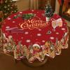 Tablecloth 1PC Gingerbread Men Holiday Christmas Tablecloth, Featuring Snowflakes and Bows Design - Red Polyester Fiberzyc