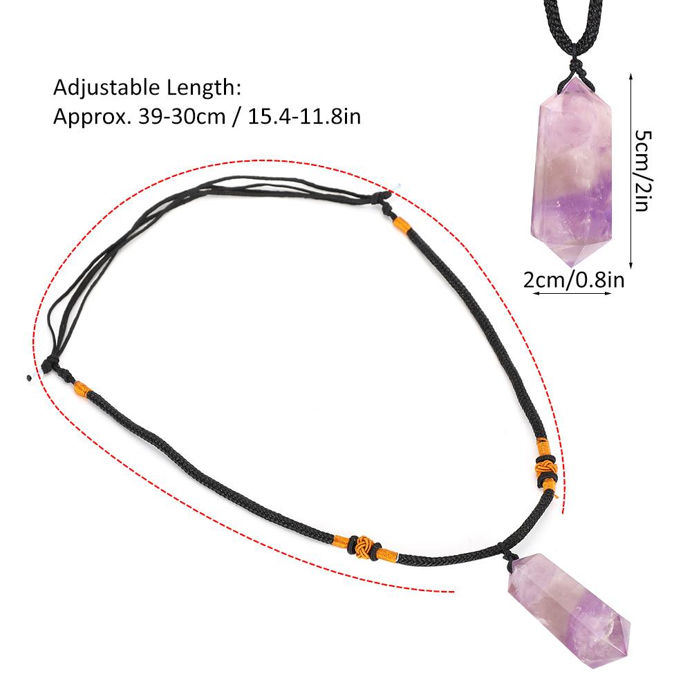 Natural Amethyst Quartz Pendant Double Point Crystal Necklace for Healing Fortune