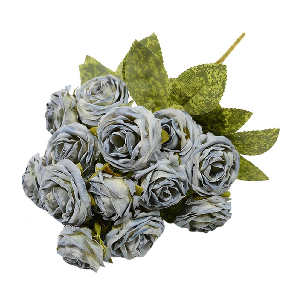 Silk Petals Rose Artificial Flowers 15 Heads Faux Flower Holding Bouquet Flower Home Decoration