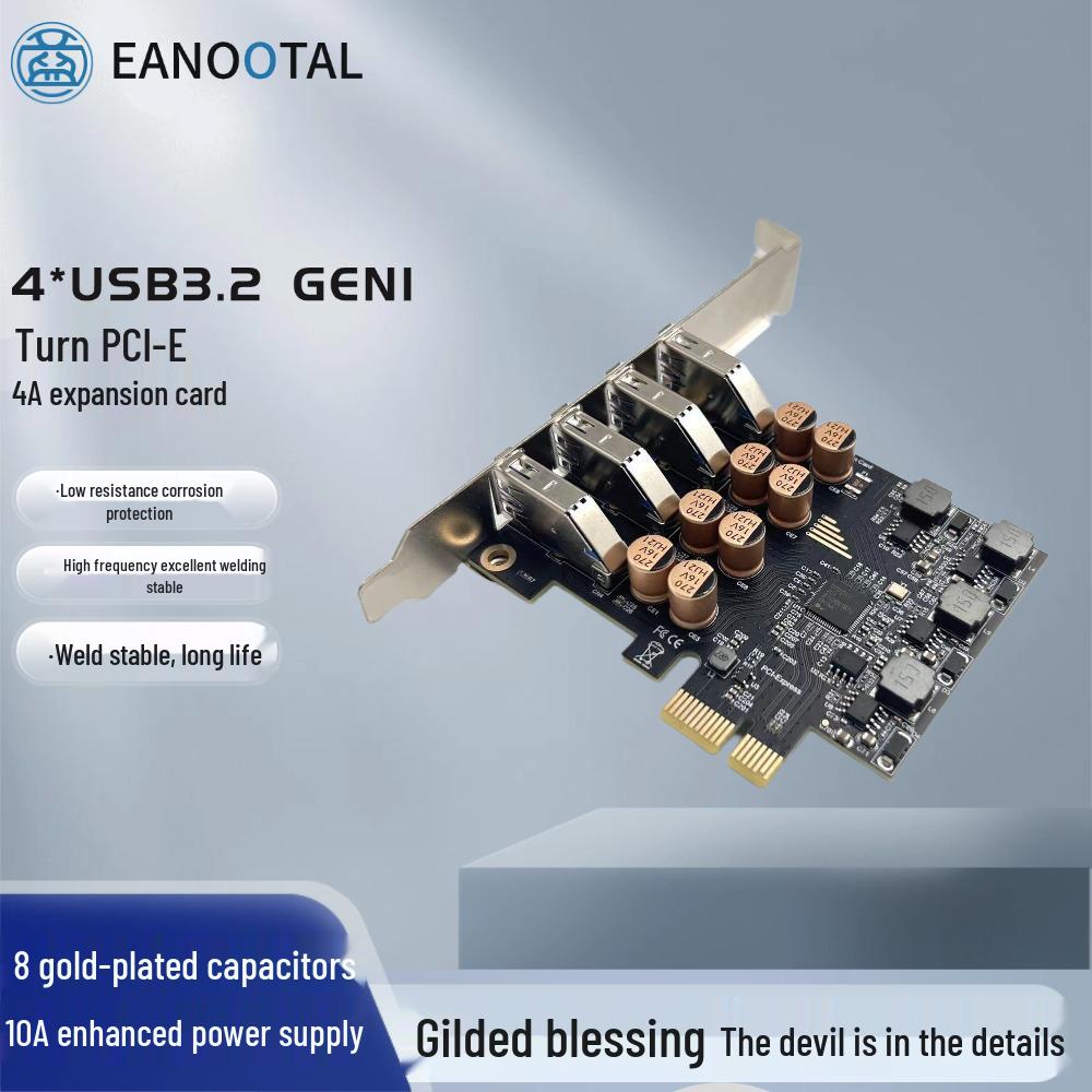

PCI-E to 4-Port USB 3.0 High-Speed Expansion Card for Desktop Computers PH44