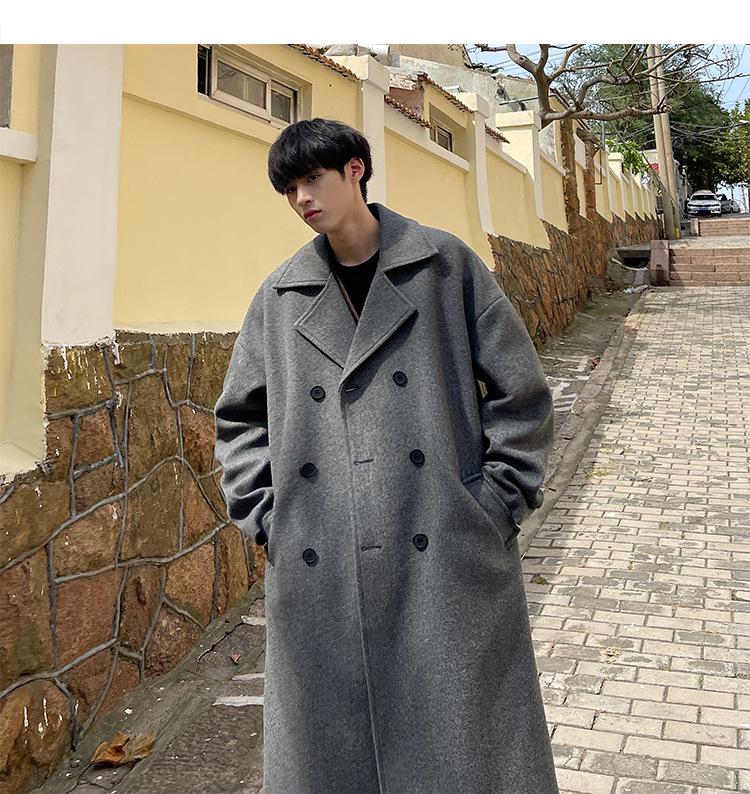 Men's British Style Wool Trench Coat - 2024 Autumn/Winter Trend, High-End Mid-Length Thick Jacket