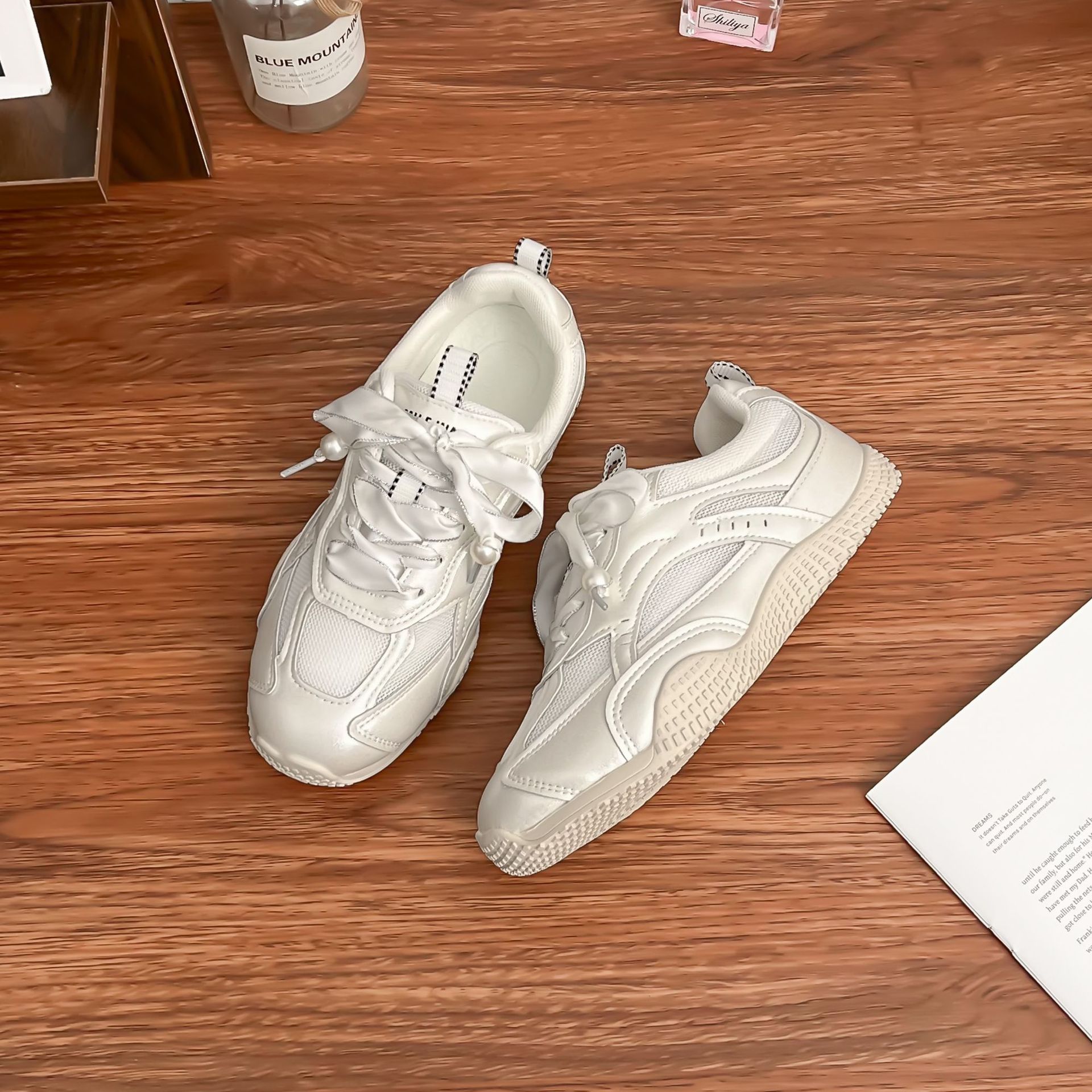 

Yuanlitong spring new platform sports shoes women s 2025 breathable retro German training shoes comfortable soft-soled dad shoes 40 белый