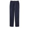 Anfamie Nurse Pants, Cotton Blend, Full Elastic, Unisex, Side Pockets, Sleek Hem, Suitable for Nursing Care, Navy, Size L