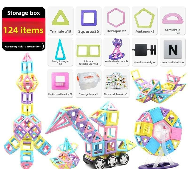

Набор магнитных строительных блоков, Обновленные магнитные плитки игрушки для девочек 3 4 5 6 7 8+ лет, 103 шт. магнитные игрушки для малышей мальчиков и девочек 3-5 124pcs