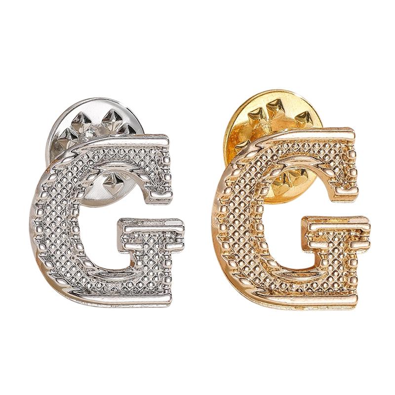 2Pcs New Metal Initial A To Z Pin 26 English Letter Pins Brooches Suit Shirt Badge Lapel Pin Fashion Jewelry For Men Women