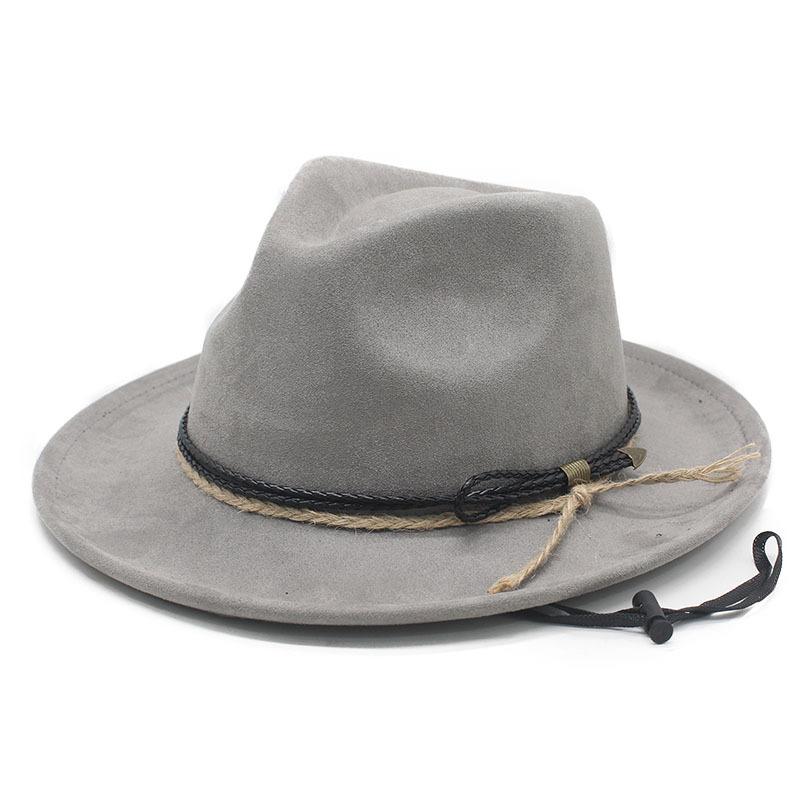 Vintage Western Cowboy Hat, Hot Selling Suede Top Hat with Windbreak Rope Tibetan Sun Hat