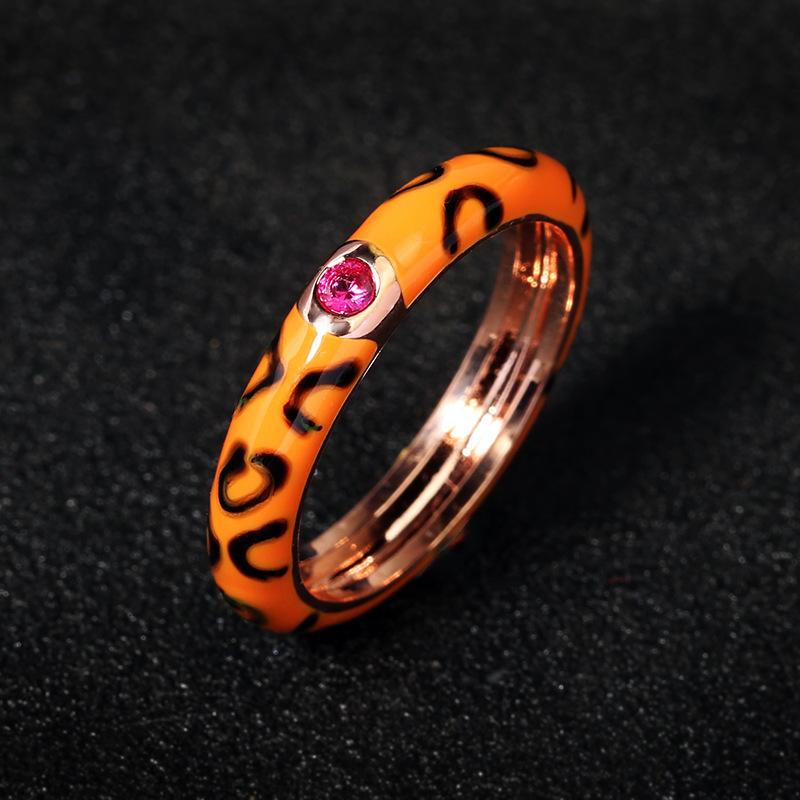 Enamel Colored Glue Ring European and American Tree Vine Colored Leopard Print Butterfly Insect Colorful Ring