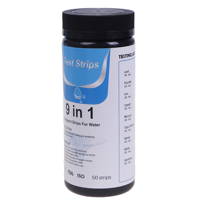50Pcs 9In1 Ph Test Fish Tank Water Tropical Aquarium Pond Water Test Strips Kit
