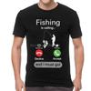 Fishing Is Calling And I Must Go T Shirt For Men Cotton Printed Tshirt Fashion Clothes Short Sleeve Angling Fisherman Tee Tops
