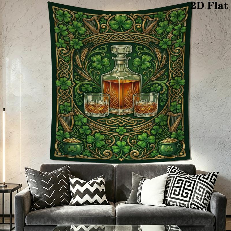 St.Patrick's Day Wall Tapestry Aesthetic Wall Hanging Printed Fabric Blanket Decorative Tapestries for Bedroom Living Room Home Decor