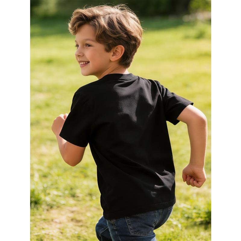Boys Crewneck Short Sleeve T-Shirt, Campus Style Cute Cartoon Summer Print
