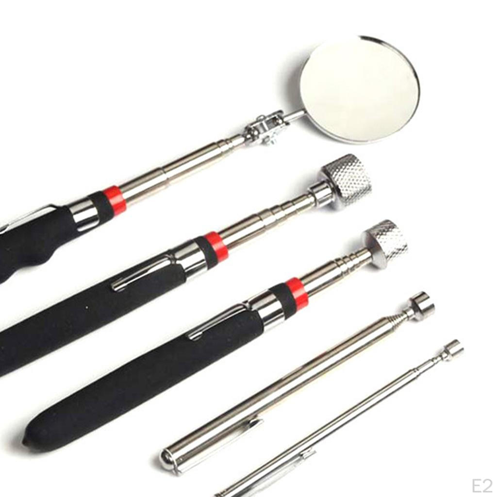 5 Pieces Magnetic Telescoping Tool Round Inspection Mirror Flexible Adjustable Telescopic Rod