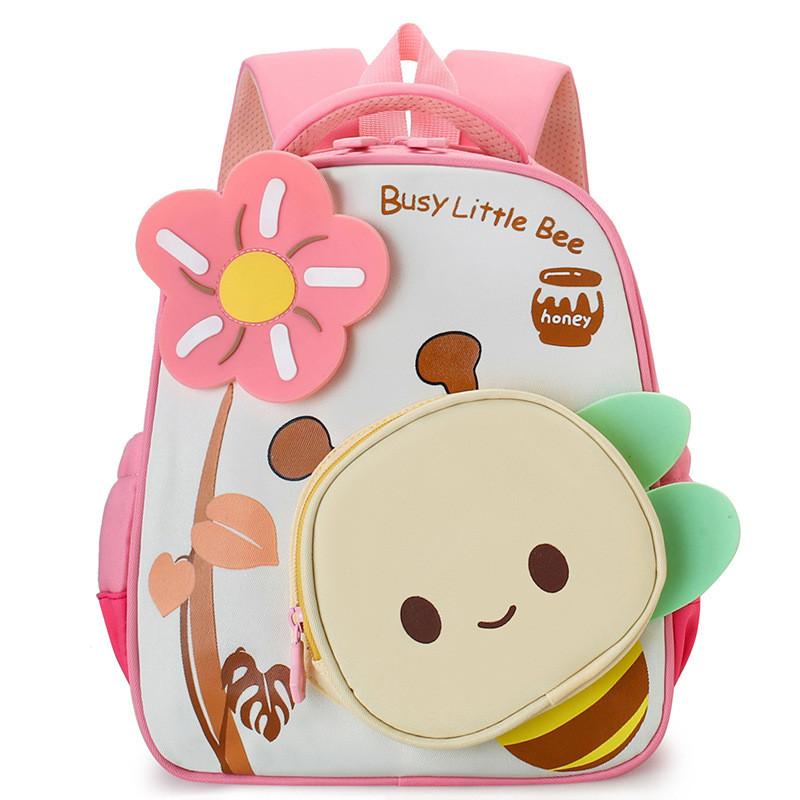 Cartoon Backpack Childrens With Small Bees And Flower Decorations For Use Daily