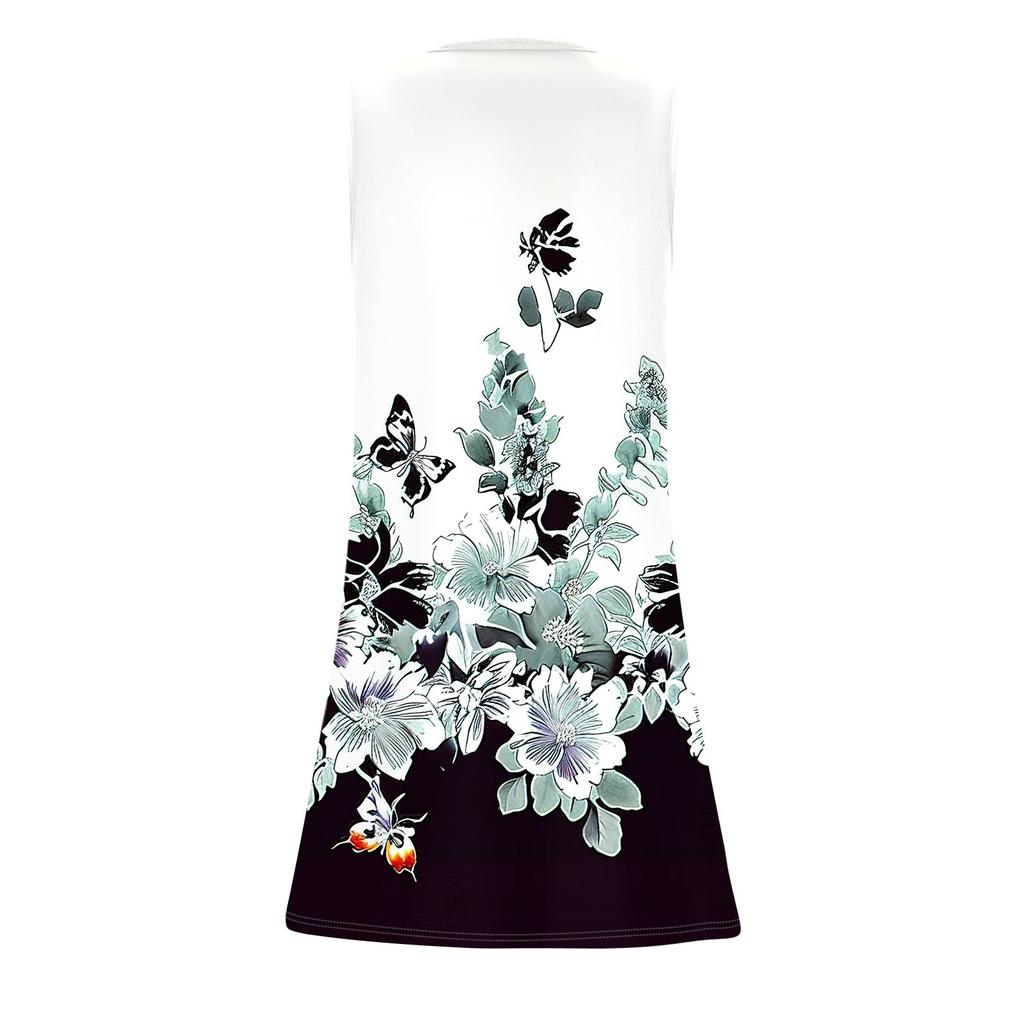 Vestido sin mangas con cuello cuadrado informal a la moda para mujer, vestido plisado sin mangas, vestidos de playa estampados