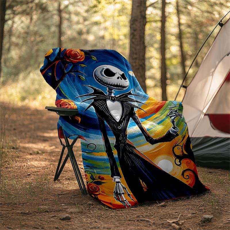 The Nightmare Before Christmas Theme Printed Blanket - Perfect for Couch, Bed, Travel & Outdoor Use | Machine Washable, Cozy & Durable.