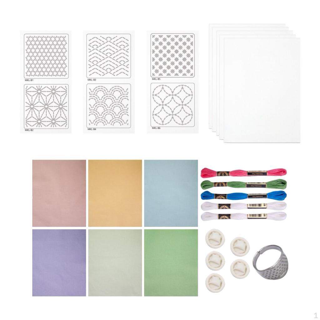 Sashiko DIY Kit Sewing Set Thread Xmas Tree Embroidery Water Soluble Template for Traditional