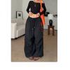 Damen lockere Nylon-Cargohose mit Kordelzug Taille, leichte, atmungsaktive Streetwear-Hose, Tanz, Freizeitkleidung