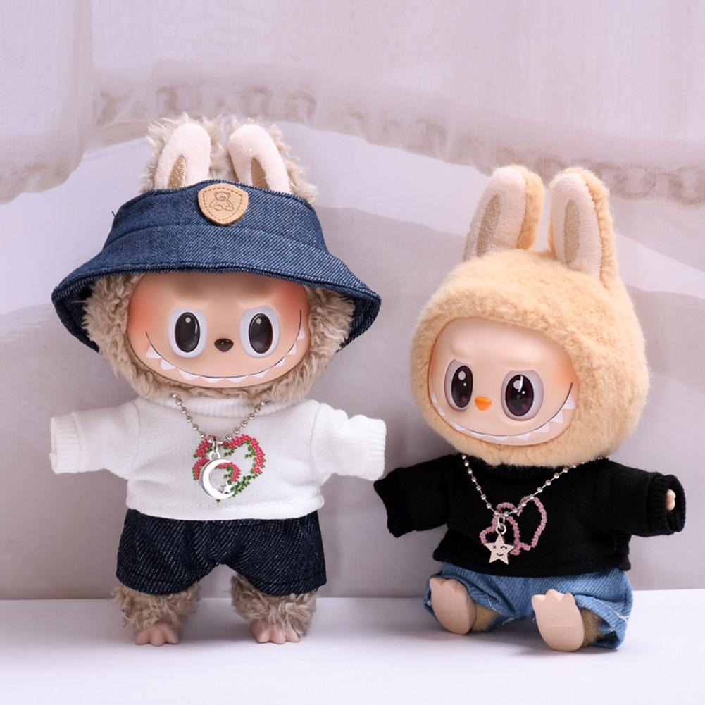 For 17cm Labubu Doll Clothes Fashion Clothes Hoodies Doll Clothes Color Match Hoodies Dolls Accessories Cute Decoration Little Cloths