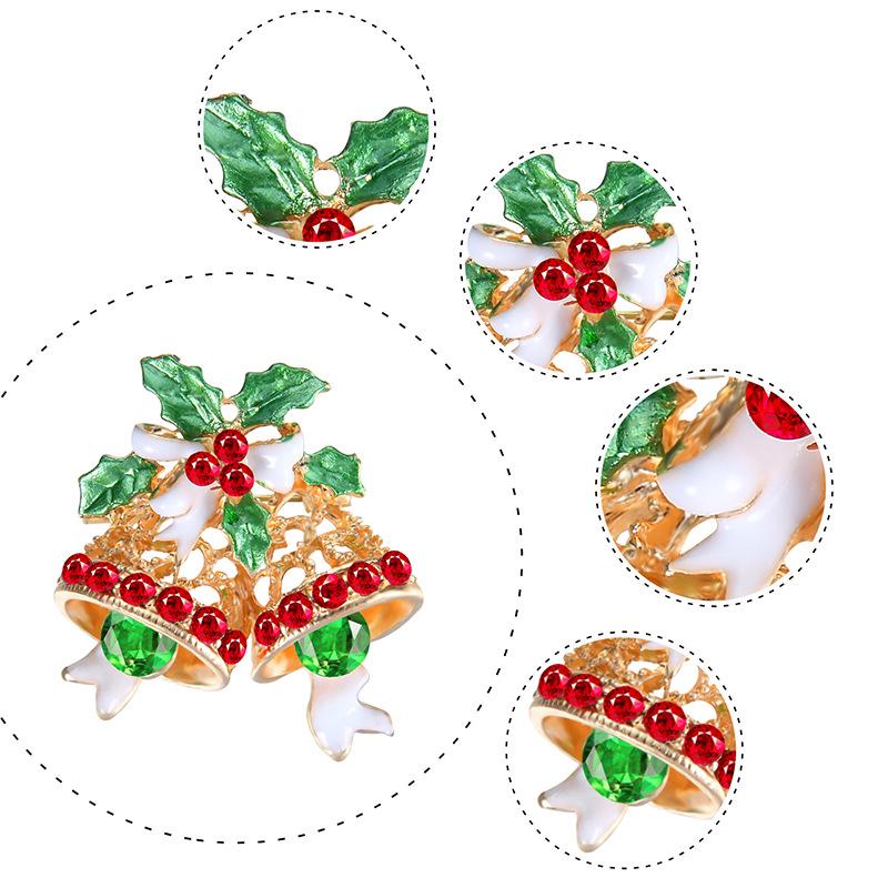 Women Girls Retro Refined Brooches Creative Christmas Bells Elegant Breastpin Pin Birthday Xmas Gift