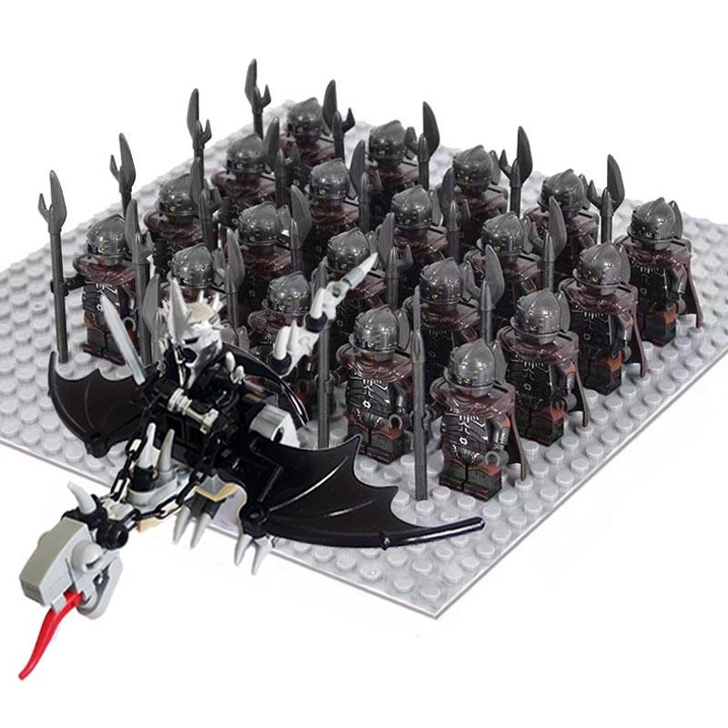Moc Uruk-hai Strong Orc Army Soldiers with Witch King leader Mini Figure Building Block Set Toys for Children as Birthday gifts