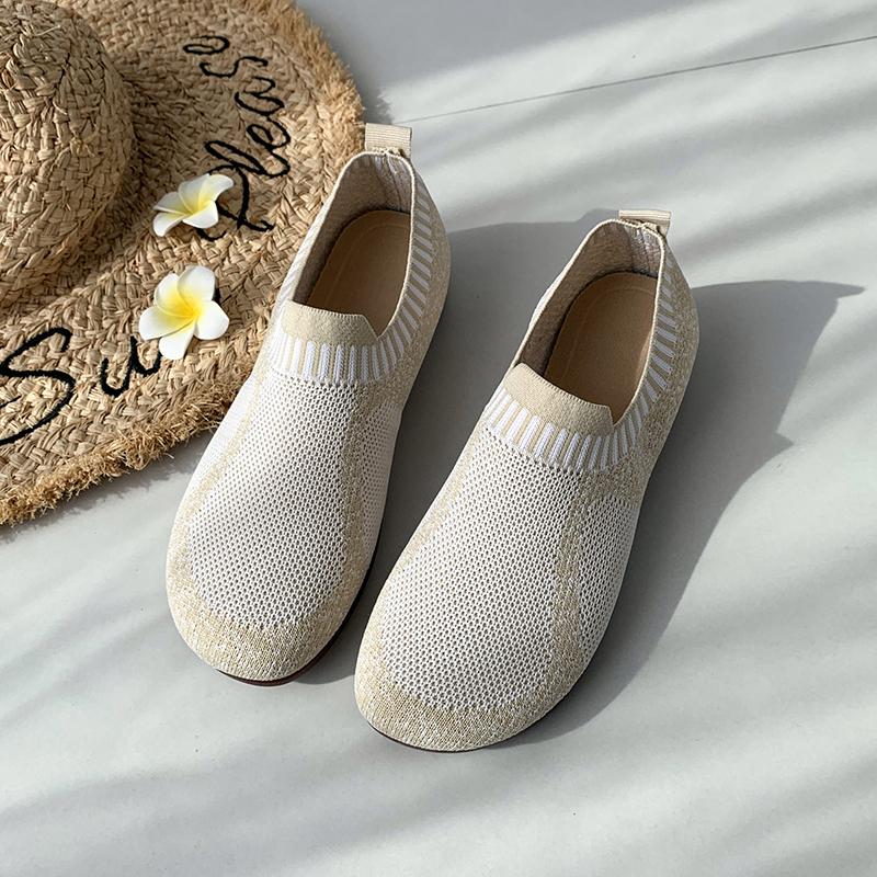 Fashion 2025 New Women's Breathable Knit Sneakers Casual Lace Up Outdoor Shoes Lightweight Mesh Low Top Shoes