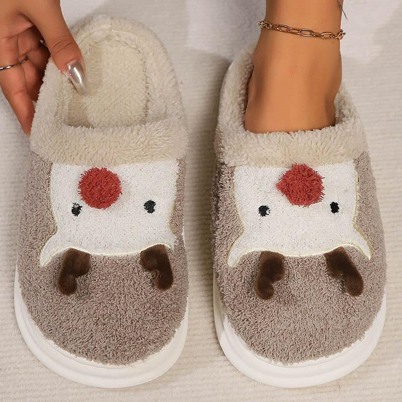 Fashion Cute Cartoon Animal Plush Slippers Women Indoor Non Slip Pvc Platform Flurry Slippers Woman Light Bedroom Cotton Slides Female
