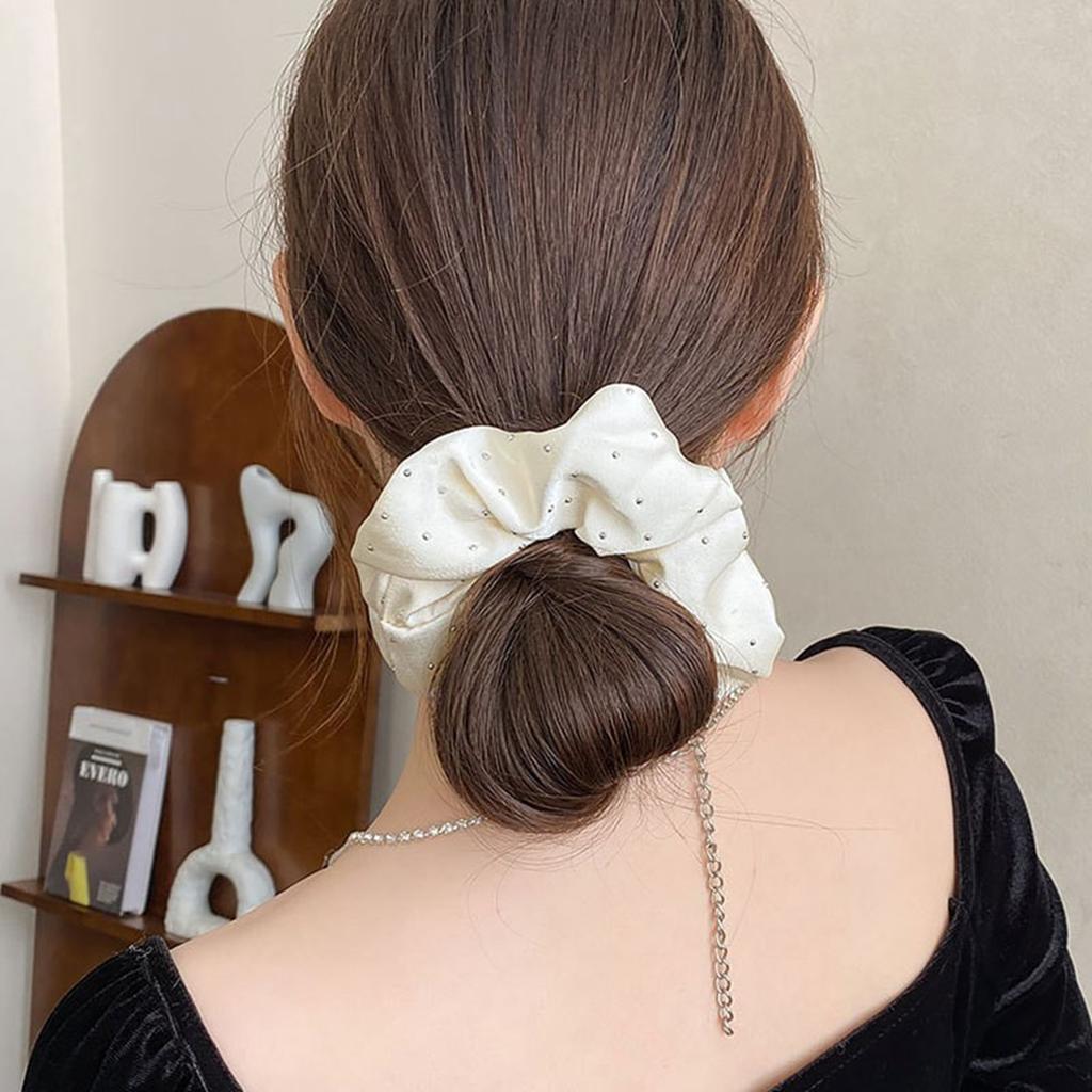 3 Pezzi Elastici per Capelli in Raso con Strass per Donna, Elastici Luminosi Borchiati, Lussuosi Accessori per Capelli in Seta per Acconciature Quotidiane e da Festa