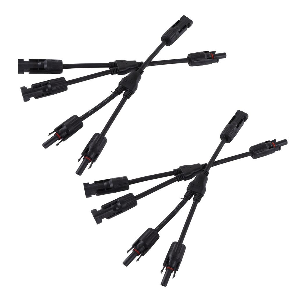 2 Set Solar Panel Photovoltaic Y Branch Parallel Cable PV Adapter Cable Wire Male Female Connector IP67 1000VDC PV LTY2