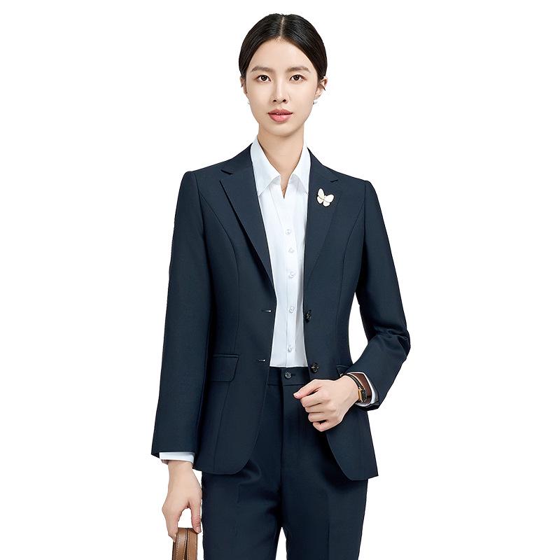 Women's Navy Blue Wool Suit - 70% Wool, Anti-Static, Ideal for Men and Women In White-Collar Professions