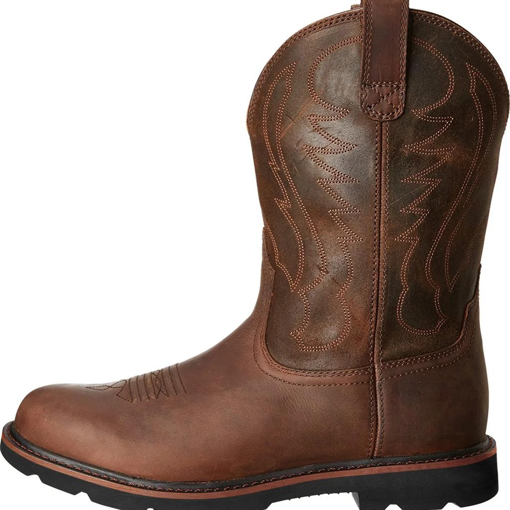 Fashion Men's Cowboy Boots Slip-on Embroidery Process Vintage Knight  Men's Snow Boots Motorcycle  Big Size 38-48