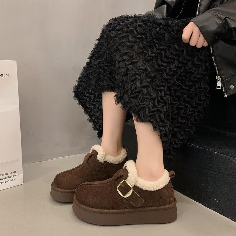 Thick-soled heightening velvet snow boots women's new winter shoes, warm wool cotton shoes