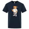 Gentleman Teddy Bear Playing Golf Men T Shirts Summer Cotton Sweat T-Shirts Breathable Loose Clothes Hip Hop Street Short Sleeve