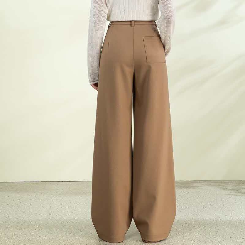 Fanzhen Women's High-Waist Wide-Leg Wool Blend Casual Pants