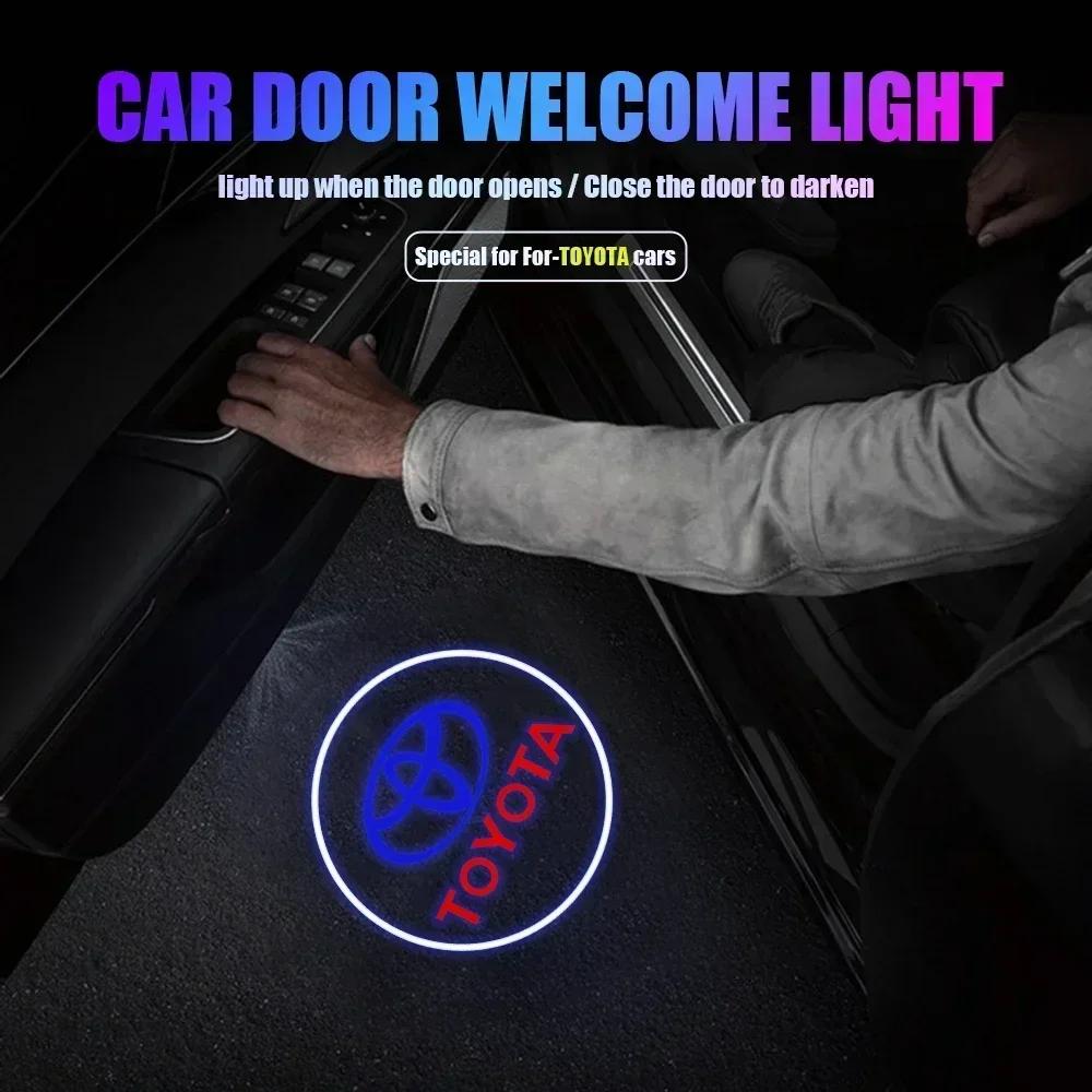 Toyota 2026 New Hub Caps 2PCS Car LED Welcome Lamp with Toyota Logo Door Ghost Shadow Light Laser Projector Car Sticker