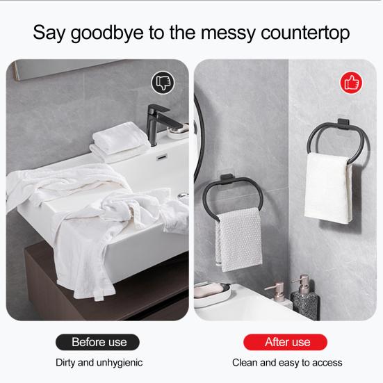 Pierścień na ręcznik łazienkowy montowany na ścianie samoprzylepny wieszak na ręcznik do rąk instalacja bez wiercenia uchwyt na ręcznik do przechowywania w kuchni i łazience