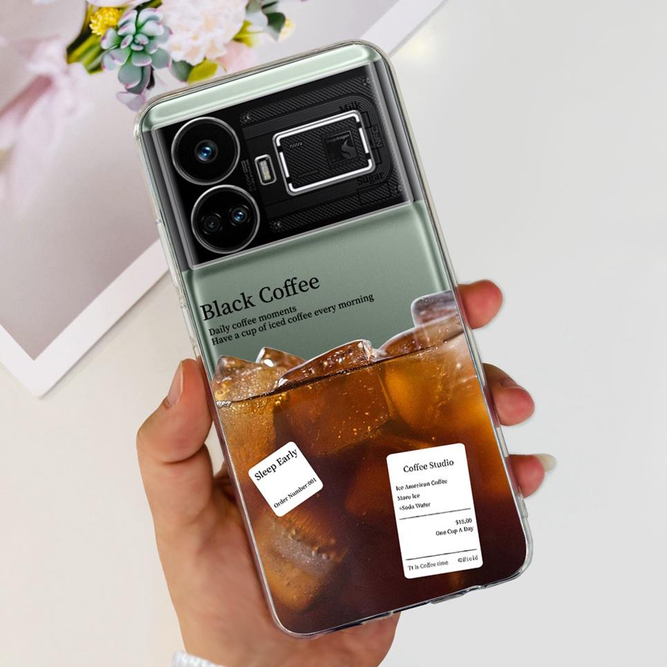 Pro Realme GT5 Pouzdro Průhledné Silikonové Měkký TPU Kryt Pro OPPO Realme GT 5 RealmeGT5 Pouzdra Květinové Mramorové Želé Nárazník Coques
