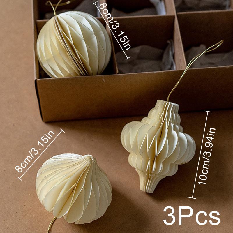 1/3Pcs New Year Paper Honeycomb Ball Pendant Christmas Tree Hanging Ornaments Paper Lantern Wedding Home Xmas Supplies