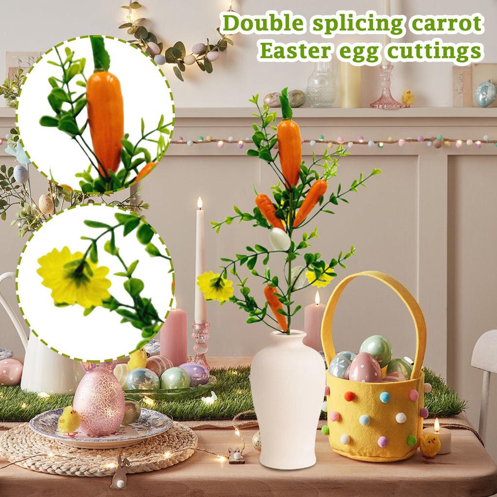 Artificial Flowers, Easter Colored Eggs Bunny Decorative Cuttings, Suitable For Home Party Vase Flower Arrangement Centerpiece, 5 Pcs