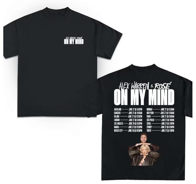 Alex Warren Rose 039On My Mind039 Tour BLACKPINK TShirt 2025 tour tee Unisex T-Shirt S