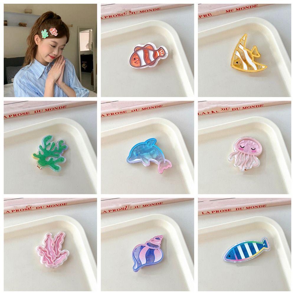 Conch Dolphin Hair Clips Jellyfish Animal Duckbill Clip Elegant Ocean Fish Hairpin  Party